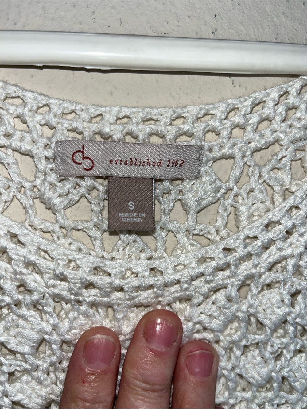 DB Crochet Short Sleeve Top - Cream S - Picture 2 of 8
